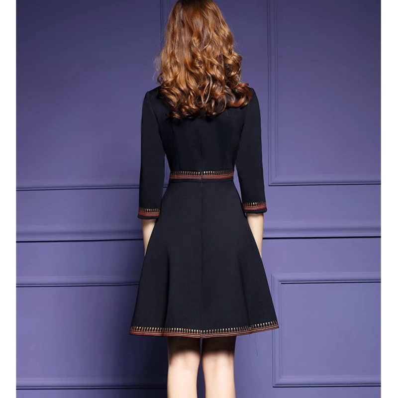 

Стильное Новое винтажное этническое платье 2020, женские модные высококачественные роскошные вечерние платья с вышивкой, женские черные сво...