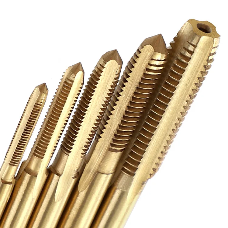 

5pcs/set Hand Taps M3-M8 Metric Thread Taps Coated with Titanium Square Handle Straight Slot Manual Fast Tapping Garden Tools