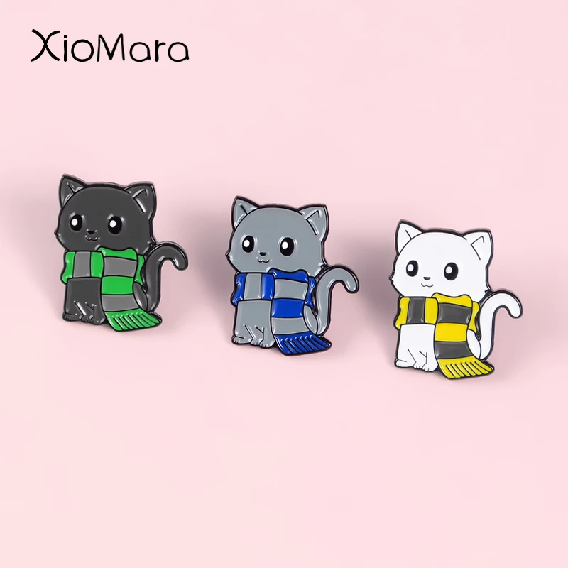 Шарф кошка эмаль булавки Волшебная школа Kitty сумка со значком книга фильм