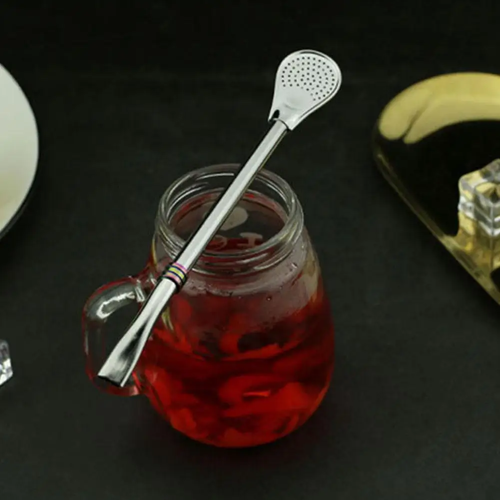 Studyset 1PC Stainless Steel Drinking Straw Spoon Coffee Tea Filter Stirring | Дом и сад