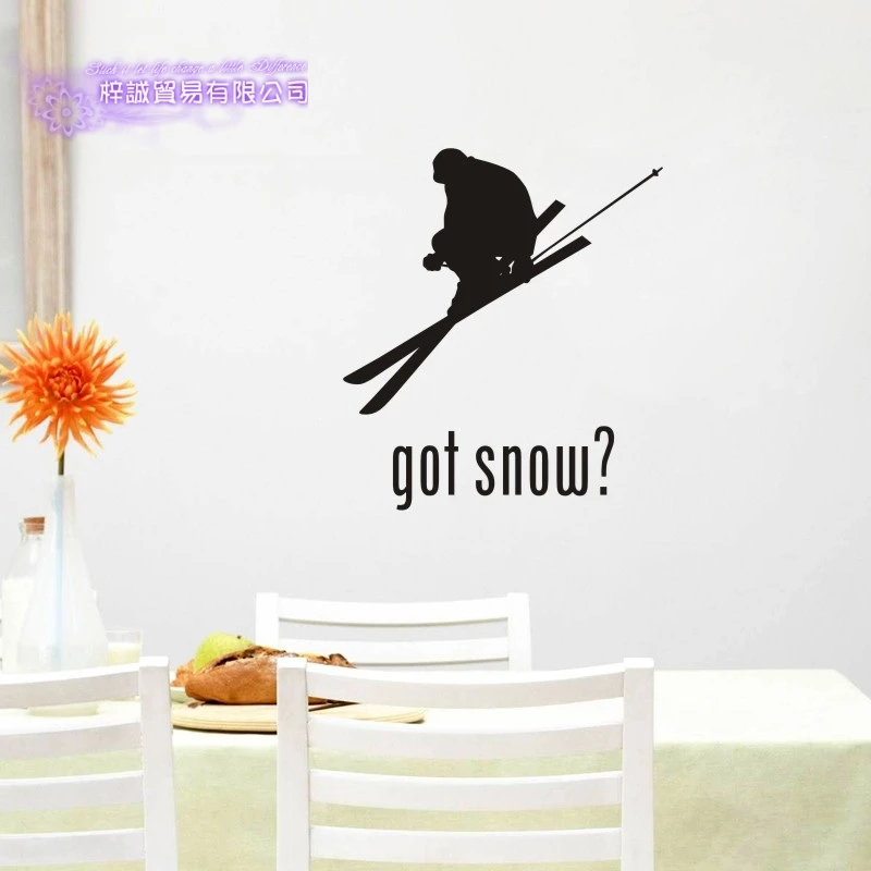 Наклейка на стену для катания лыжах Виниловая наклейка домашнего декора