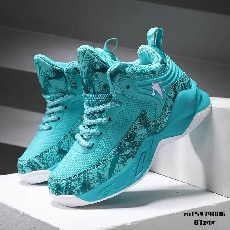 New Thick Sole Soft Boys Basketball Shoes Non-slip Children Sport Shoes Outdoor Boys Basketball Sneakers Rubber Kids Gym Shoes