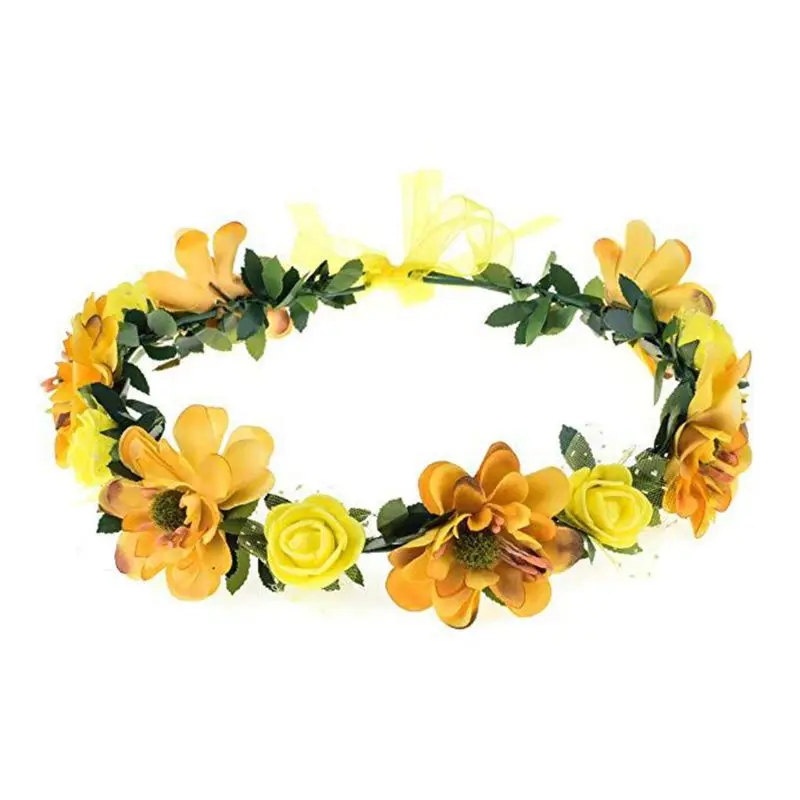 

Flower Headband Rose Handmade Flowers Floral Garland Hair Band Crown Tiara Decoration Adjustable Women Girls Headdress For Party