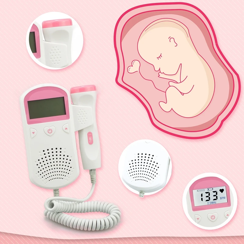 

Fetal Doppler Ultrasound Baby Heartbeat Detector Home Pregnant Doppler Baby Heart Rate Monitor Pocket Doppler English version
