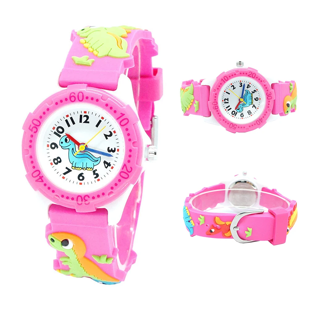 

3D Cartoon Pattern Watch Kids Children Dinosaur Dial Analog Round Plastic 30M Waterproof Quartz Movement