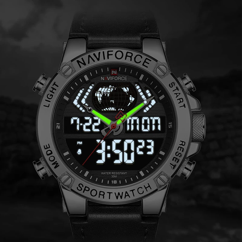 2019 NAVIFORCE мужские модные спортивные часы светодиодные цифровые аналоговые