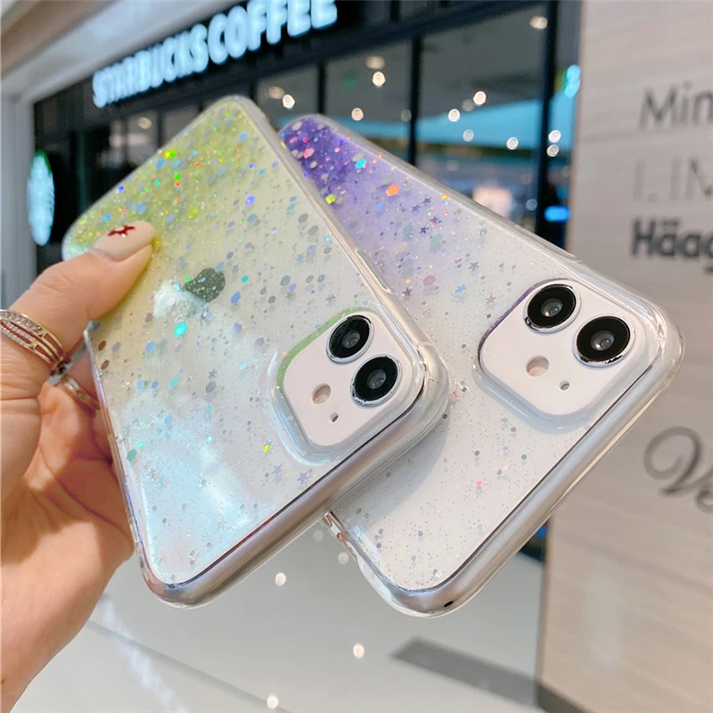 Освежающий цветной чехол с блестками для Samsung Galaxy A51 A71 A50 A70 A10 A20 S20 Plus Note 20 Ultra 8 9 10 S8