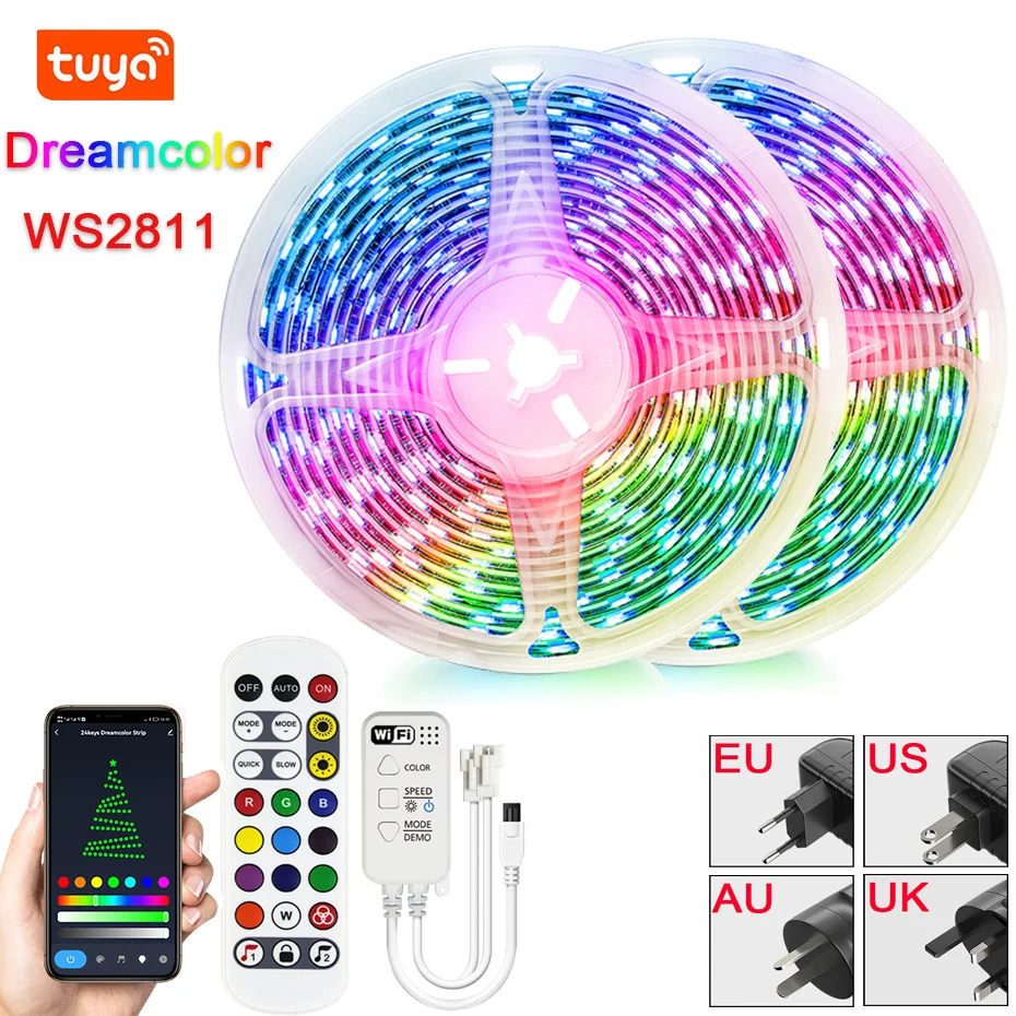 

WS2811 Dream Color LED Strip Lights Music Dreamcolor RGB 5050 Chasing Light Strip For Room Wall Bedroom Decoration DC12V Tape