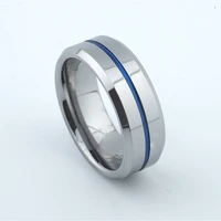 8mm blue tungsten carbide wedding rings for men and women finger jewelry male couples marriage anniversary alliances gift