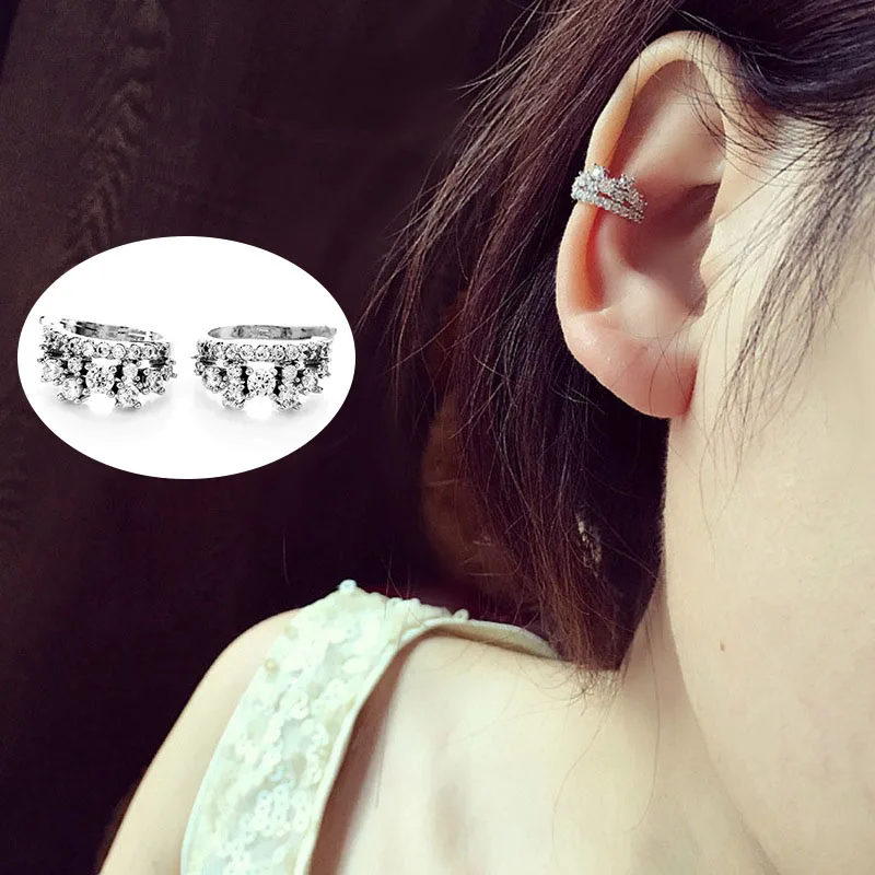 style 4 Модные маленькие женские серьги-каффы с крестиком, женские серьги-каффы на клипсах, микро серьги с фианитами, женские серьги - Окраска металла: style 4
