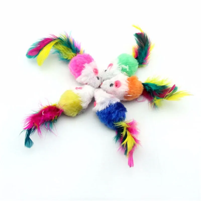 

False Mouse Cat Pet Toys Cat Long-haired Tail Mice With Sound Rattling Soft Real Rabbit Fur Sound Squeaky Toy For Cats Dogs