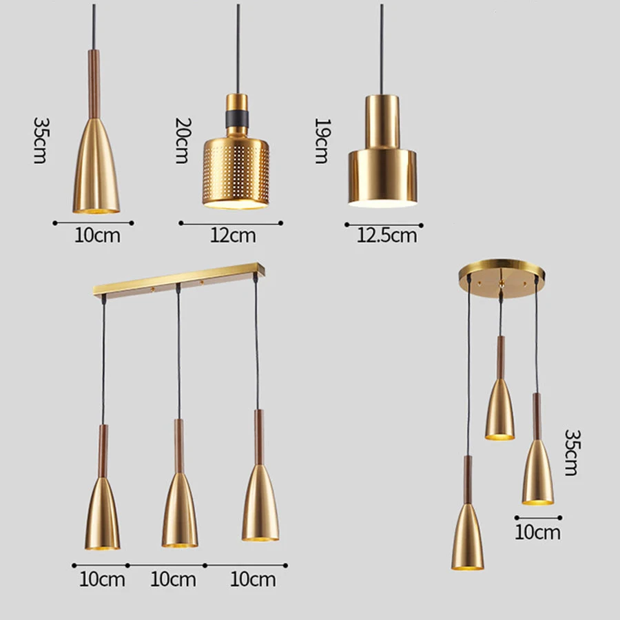 

Modern Minimalist E27 Pendant Lamp Nordic Brass Pendant Light Retro Metal Handing Lamp Bedroom Living Room Loft Light