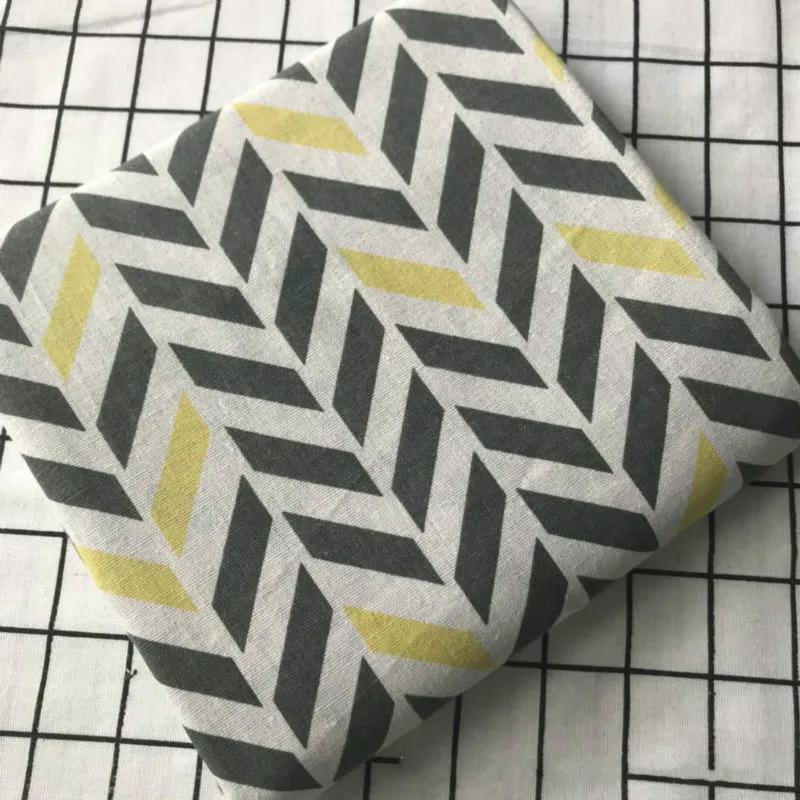 Plaid Series Geometric Patterns Printed Cotton Linen Fabric DIY Sewing Linen Cotton Fabric Canvas Material Tablecloth Pillowcase