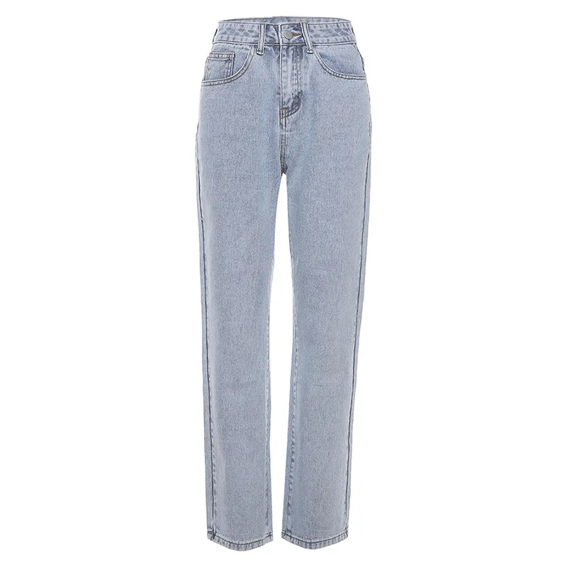 

Woman Jeans High Waist Casual Loose Blue Streetwear Pants For Women Light Blue Denim Trousers 2021 Fashion Harajuku Pants