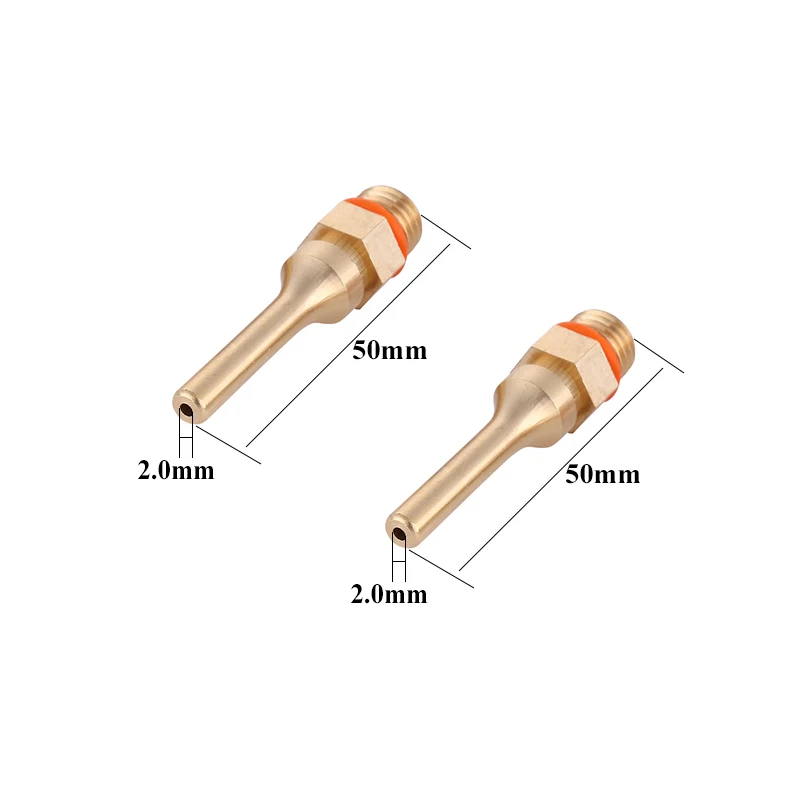 50mmx2.0mm (2Pcs) 2 шт./лот, клеевой пистолет из чистой меди, насадка 2,0x70 мм, 3,0x50 мм, 2,0x50 мм, длинный короткий небольшой диаметр, большой диаметр, клеевой пистолет, насадка - Цвет: 50mmx2.0mm (2Pcs)