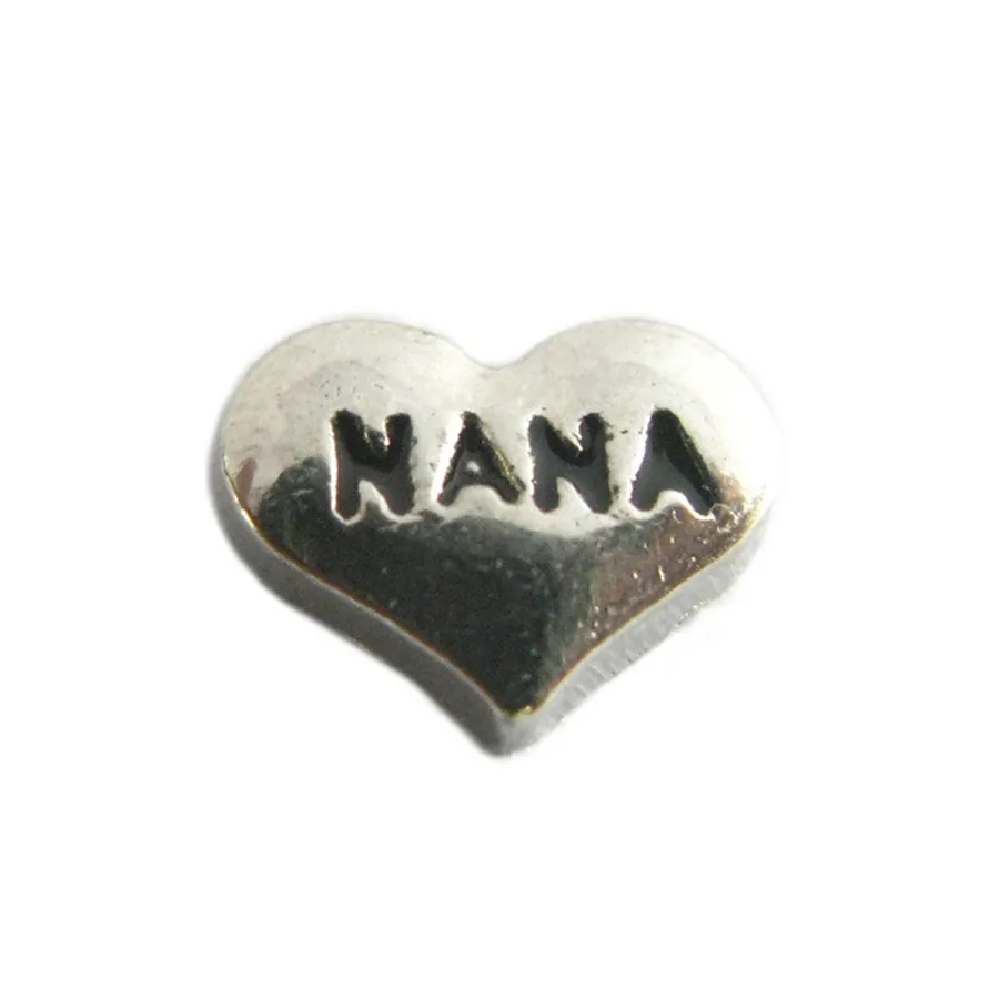 FC1092 nana 10 шт./лот несколько вариантов Dream Love Mom hearts плавающий медальон шармы на память для жизни медальон памяти как подарок - Цвет: FC1092 nana