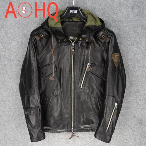 

Куртка мужская Осенняя из натуральной овечьей кожи, с капюшоном, 5XL, LXR511