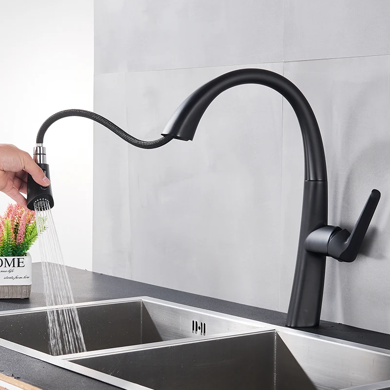 

Matte Black Iuna Kitchen Faucets Pull Out Faucet Mixer Tap For Kitchen 360 Rotation Kitchen Water Crane Mixer Tap Kitchen Mixer