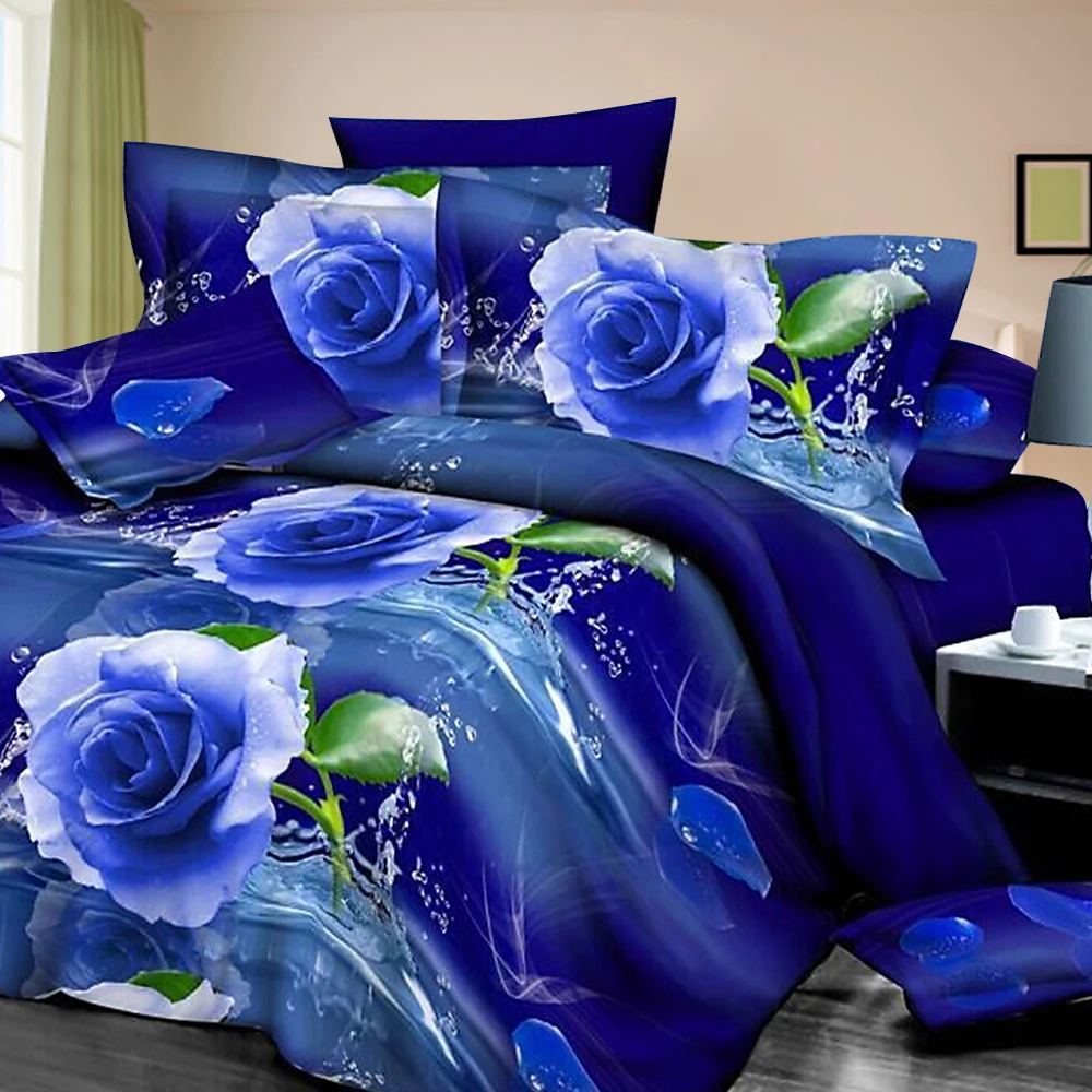 4 шт./компл. принт Красный цветок постельное белье Классический Постельное