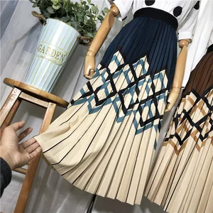 Юбка женская, длинная, со стразами, в полоску, на осеньзиму