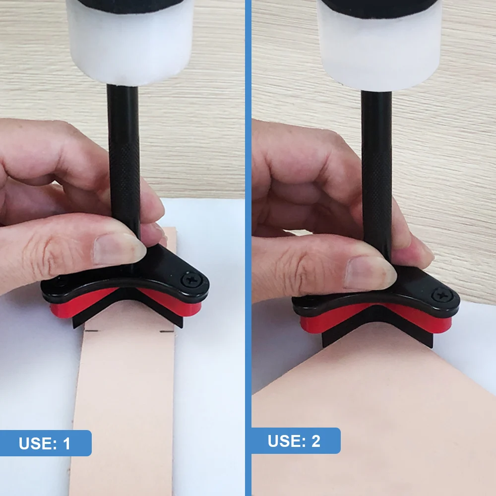 OWDEN-Juego de 3 piezas de correa de cuero en forma de tri&aacute;ngulo, cortador de extremo de correa, juego de herramientas de corte de cuero-4