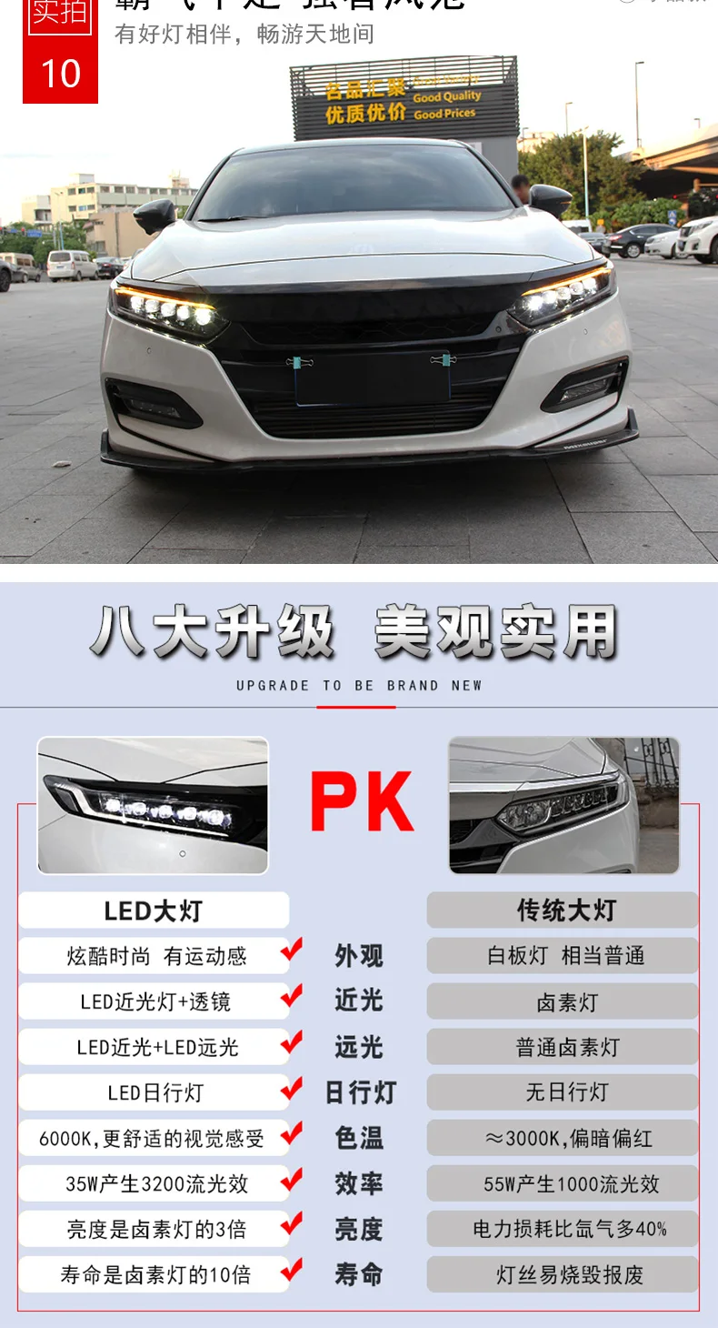 KOWELL автомобильный Стайлинг для Honda- Accord фары для Accord 10 10-й Головной фонарь светодиодный DRL передний все светодиодный фары