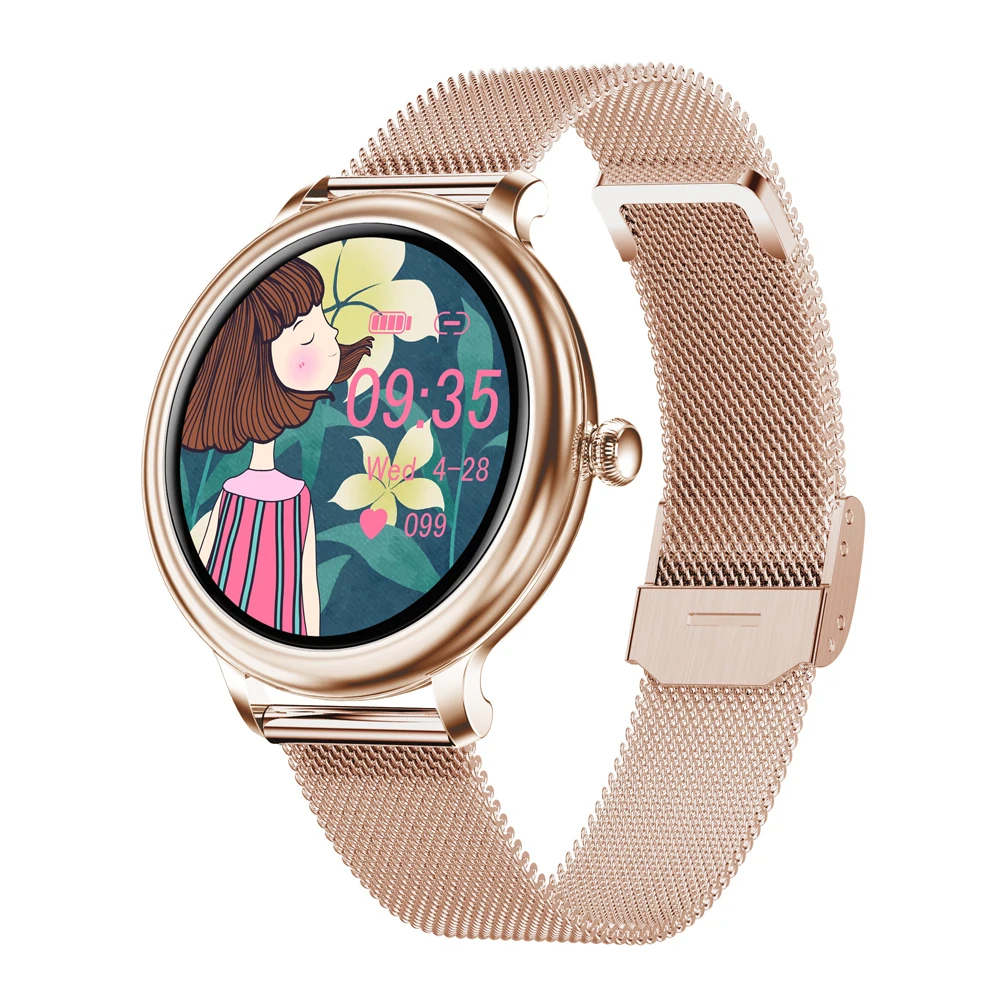 Стильные женские умные часы с круглым экраном, Настраиваемые обои, умные часы для девочек, совместимые с Android и IOS