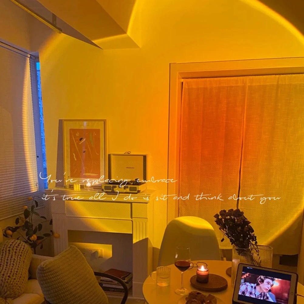 

Dolphin Sunset Projector Atmosphere Night Light Coffee Shop Projection Lights USB Rechargeable Bedroom Background Wall Decor