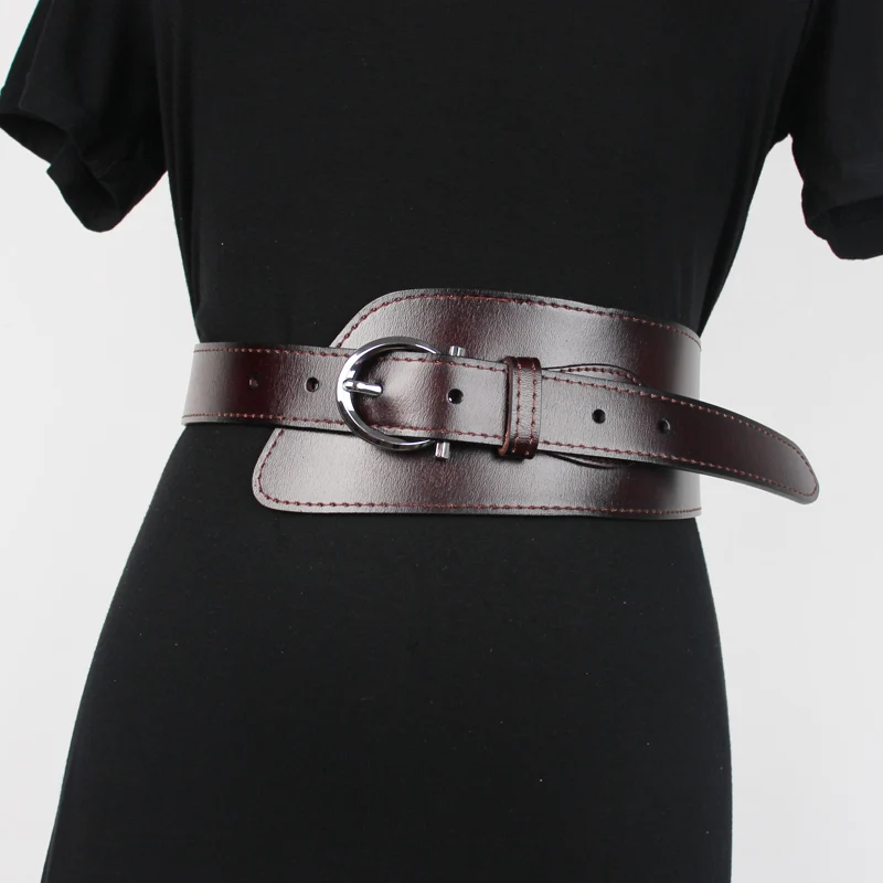 Fashion Design Wide Genuine Leather Belts For Women Black Brown Corset Belt Female Vintage Luxury Wedding Dress Waistband New