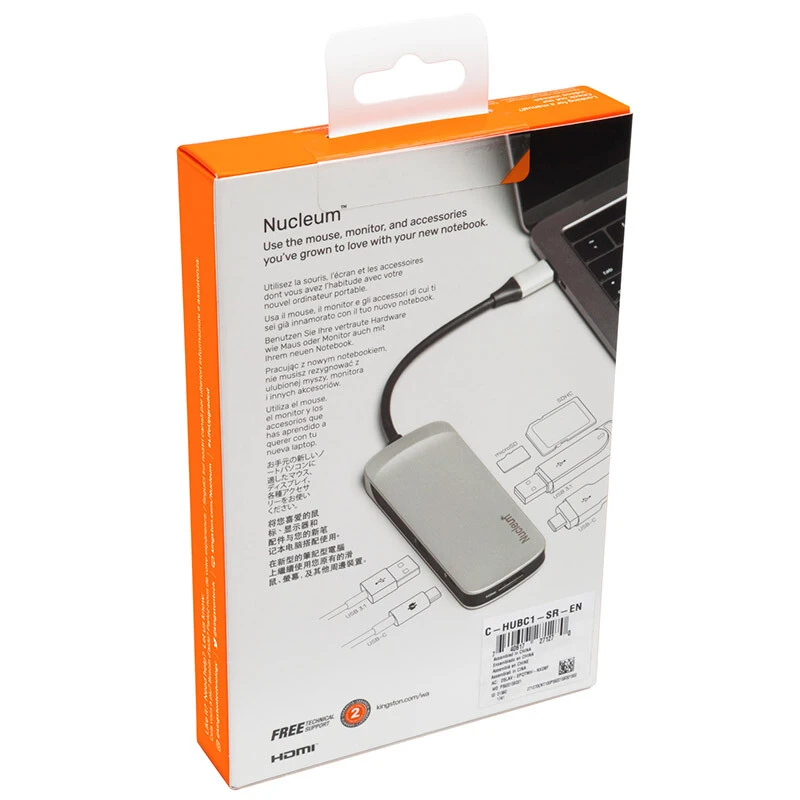 Kingston Nucleum USB C мульти-концентратор 7 в 1 HDMI type-C адаптер USB3.1 ридер Зарядка для Iphone MacBook подключение USB и Micro/SD карты