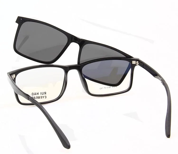 Retro Eyeglasses Frame Men Grey Polarized Clip on Sunglasses Super Light Glasses Men Rui Hao Eyewear Optical Frame 2124