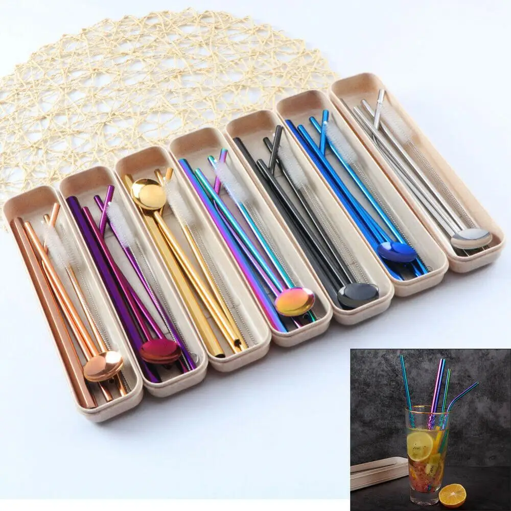 Нержавеющая сталь соломы Кофе молока Чай гнутые прямые и толстые соломинки для