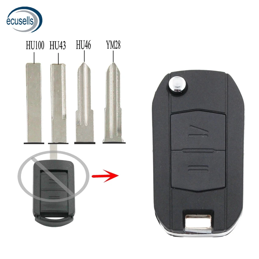 Распродажа! 2 кнопки модифицированный складной дистанционный чехол для ключей Fob