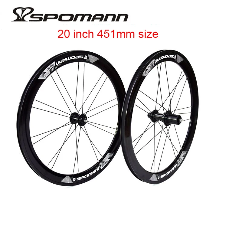 

New SPOMANN 20 inch 451mm Folding small wheels bike alloy V brake BMX bicycle wheelset 40mm clincher rim 20er 74/130mm Free ship