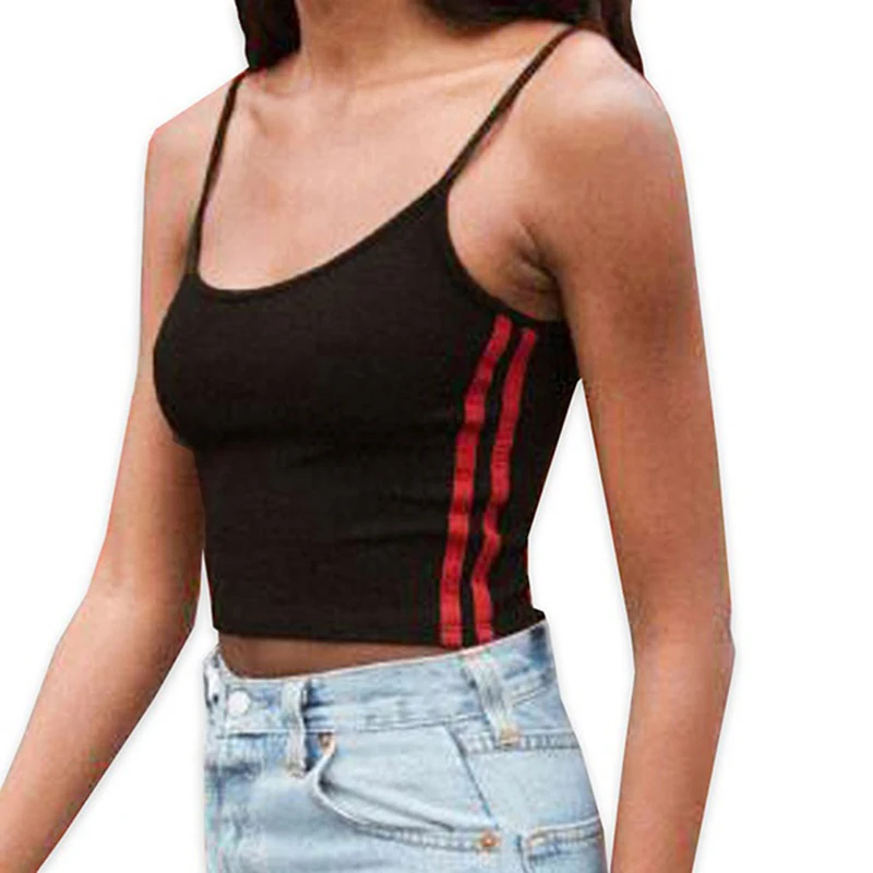 Сексуальные женские полосатые топы на бретельках обрезанный кроп-топ летний