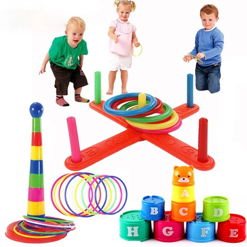 

Baby Stacking Cup Sports Circle Ferrule Stacked Layers Throwing Game Parent-Child Interactive Ferrule Kids Outdoor Toys