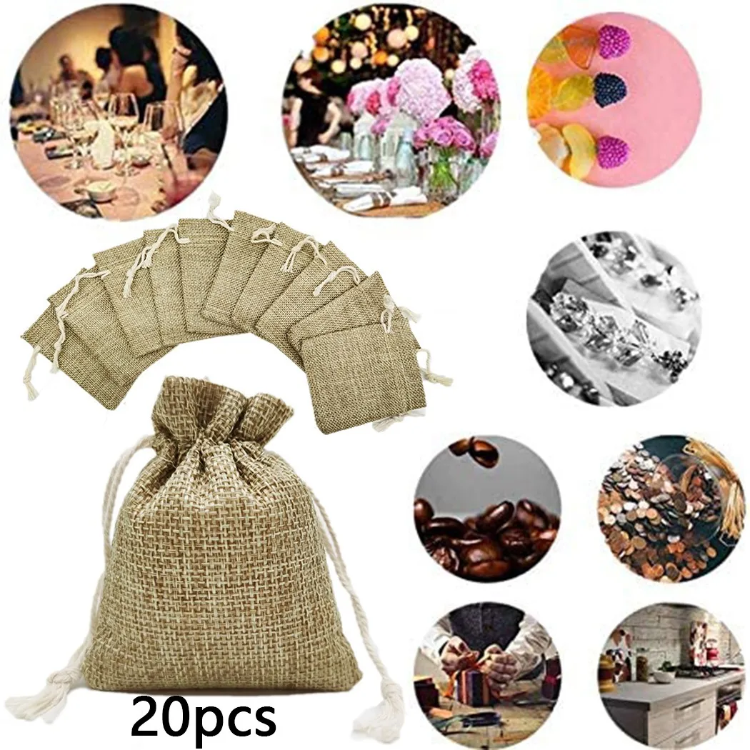 

Sacks Burlap Bags Wedding 100% Brand New 20pcs 8*10cm Drawstring Gift Bag