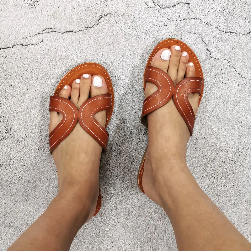 Женские повседневные пляжные туфли летние модные женские шлепанцы на плоской