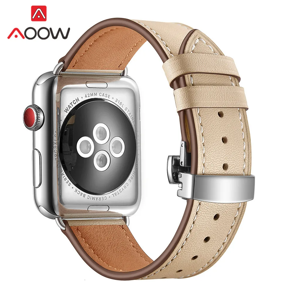 Ремешок для часов из натуральной коровьей кожи для Apple Watch 40 мм 44 мм 38 мм 42 мм 4 iwatch роскошный браслет из розового золота с бабочкой