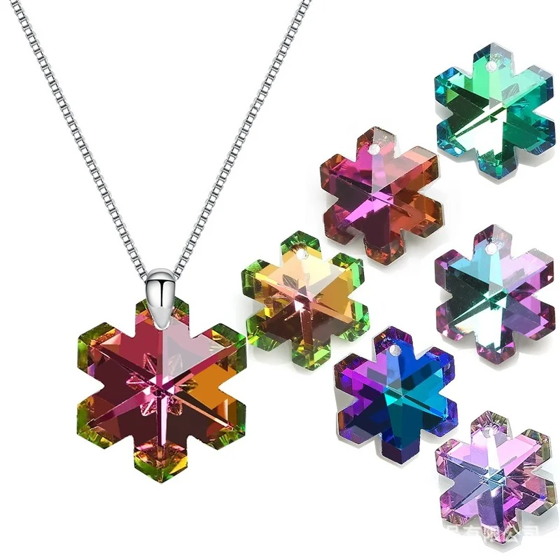 

10pcs/lot 20mm Snowflake Pendant Crystal Charms Glass Beads Rhinestone Gems for Earring Making DIY Jewelry Accessories