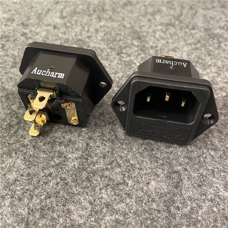 Aucharm позолоченный медный IEC Socket предохранитель сиденья HIFI аудио адаптер