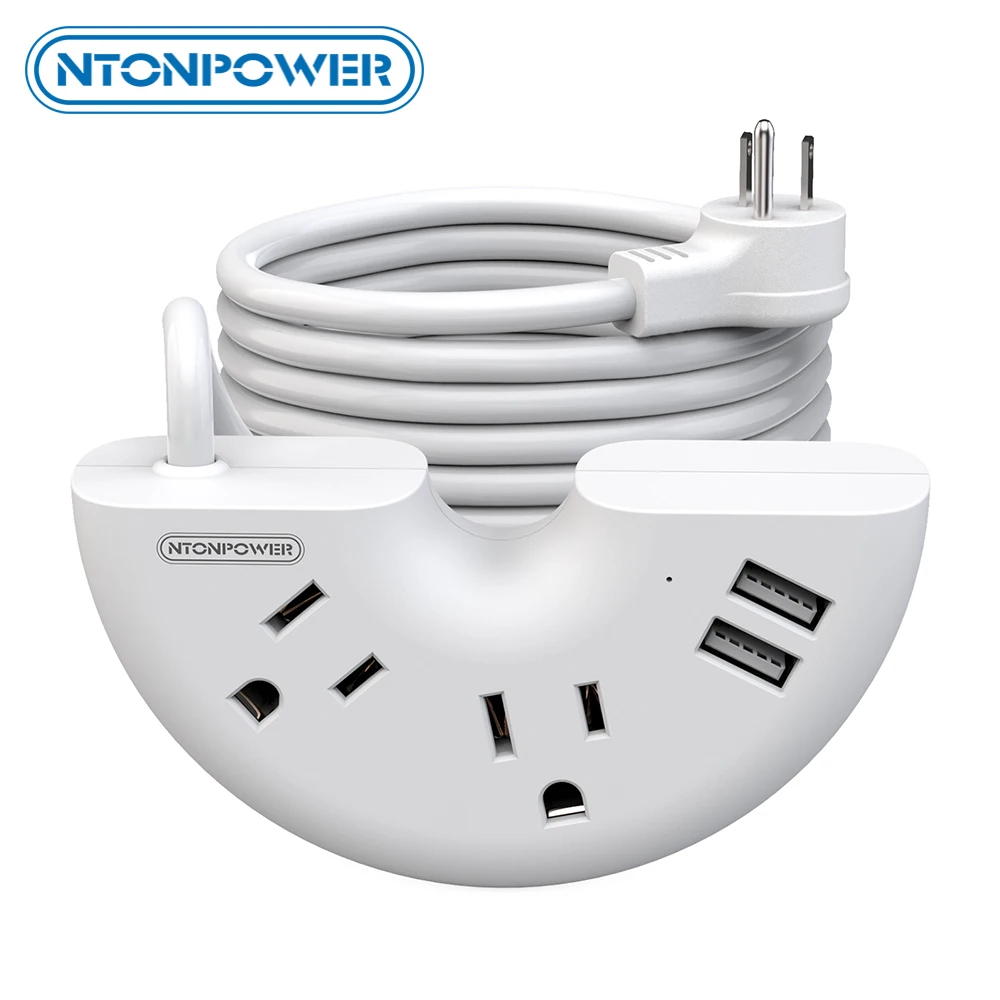 

NTONPOWER Portable USB Travel Power Strip US Plug Short Extension Cord 15 inch for Office Home Hotels Cruise Ship Nightstand