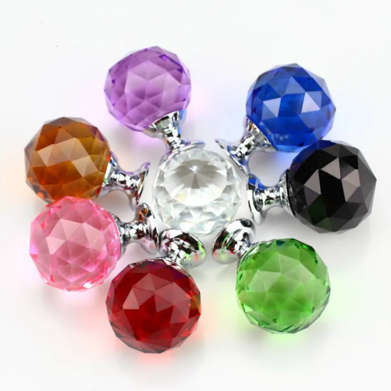 

2020 Furniture handles Drawer pulls modern door knob for kitchen cabinet Crystal Glass Diameter 30MM Overall height 42MM