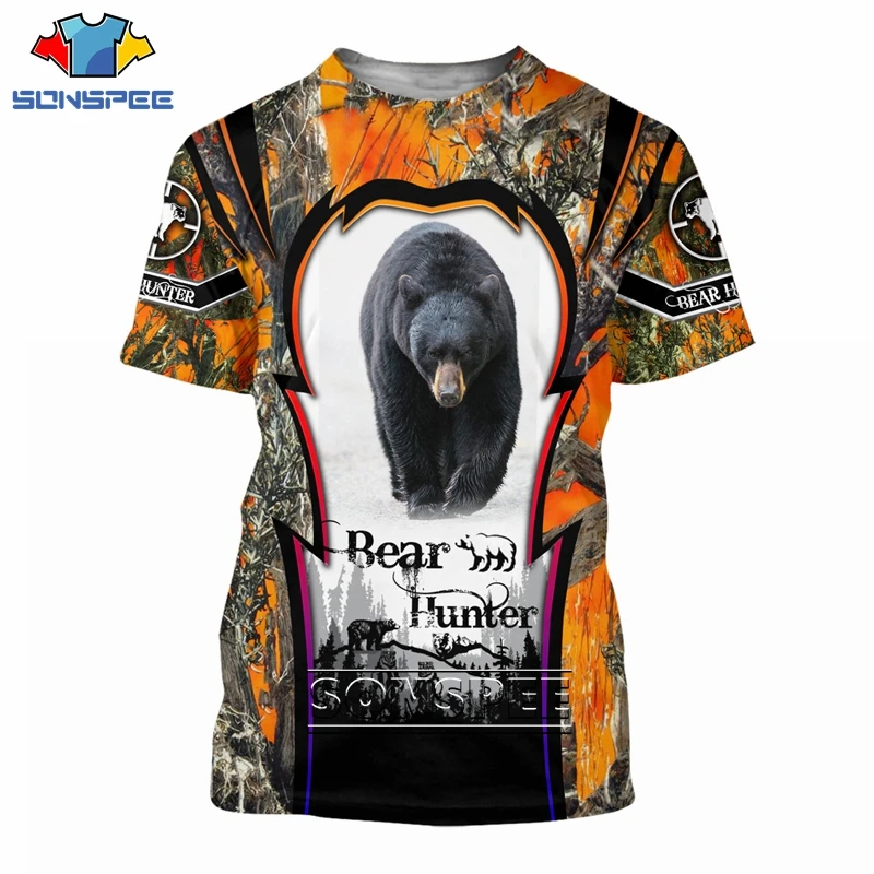 Мужская и женская футболка SONSPEE с 3D принтом в виде животного коричневого медведя