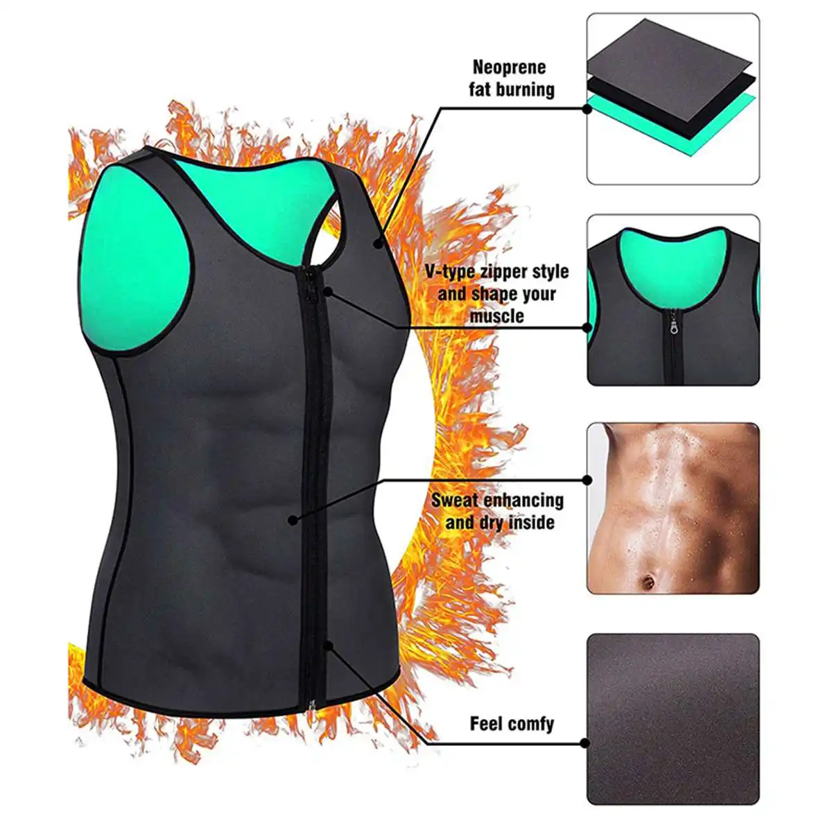

Fitness Vest Promotes Perspiration Weight Loss Body Shaper Slimming Sweat Suit Trainer Yoga Gym Cincher Shapewear Burning Fat