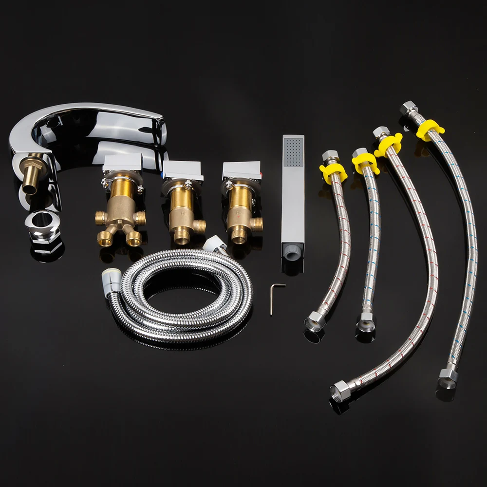 Набор смесителей для горячей и холодной воды латунный кран ванны с креплением на