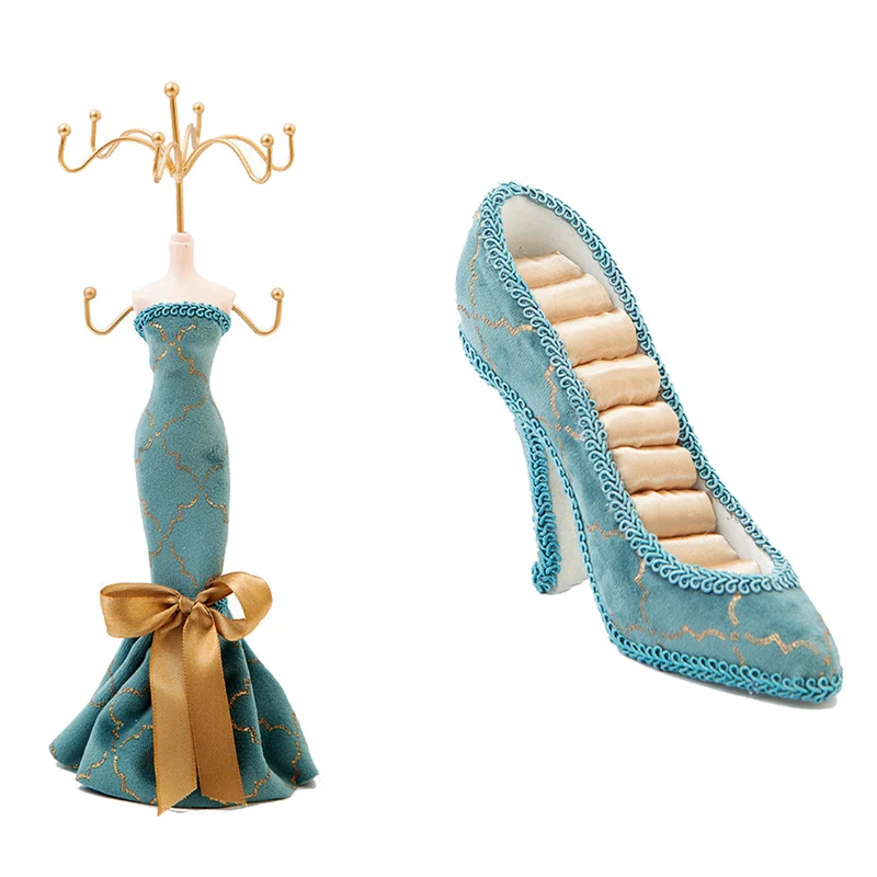 

2x Personality Peacock Blue Bronzing Bracelet Necklace Jewelry Storage Display Rack Wedding Gift Window Display B & D