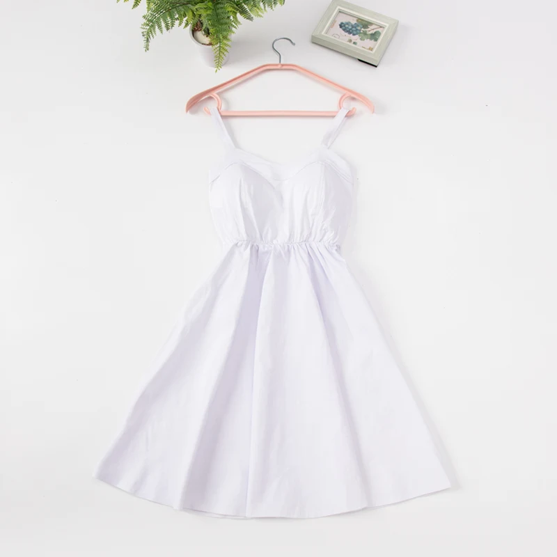 white Marwin/Новинка года; летнее Однотонное Платье До Колена на бретельках без бретелек; уличные праздничные платья в стиле ампир - Цвет: white