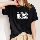 Sunfiz YF пахнуть с принтом лошади, женская футболка с О-образным вырезом хлопковая футболка с коротким рукавом для женщин на Рождество футболка женская летняя Свободная Женская футболка