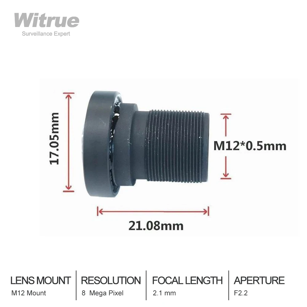 Witrue 8MP 2 1 мм CCTV объектив 1/2.7 дюймов без искажений F2.2 M12 крепление с 650nm ИК фильтром
